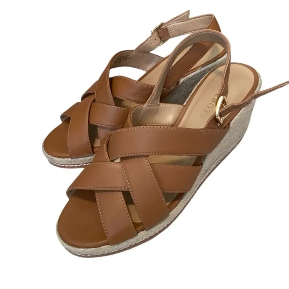 Talbots Saylor Nap Hannah Tan Crisscross Espadrille Sandals Size 9